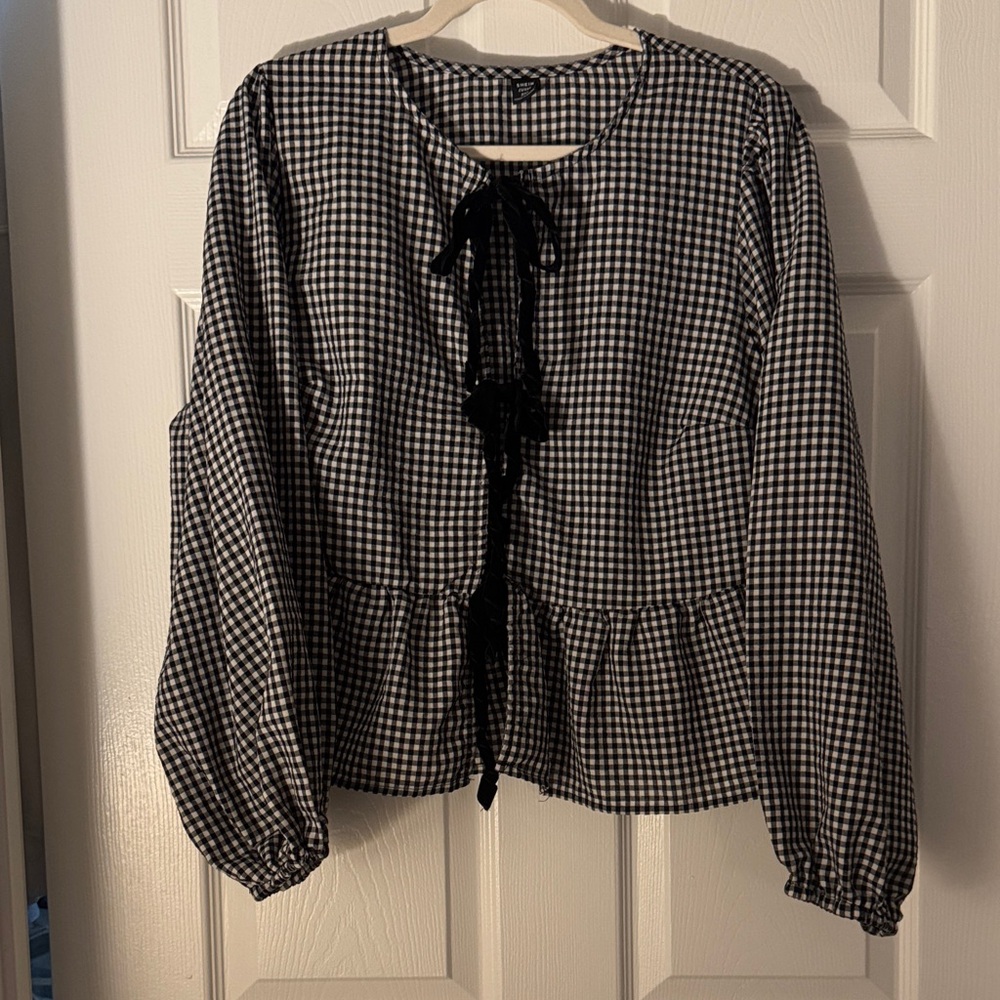 SHEIN Black and White Checkered Blouse